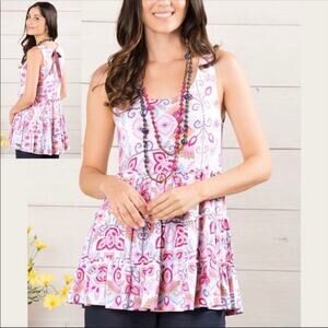 NWT Matilda Jane Breathe Deeply Tiered Ruffle Tank Top Sz M Beach Resort Cruise